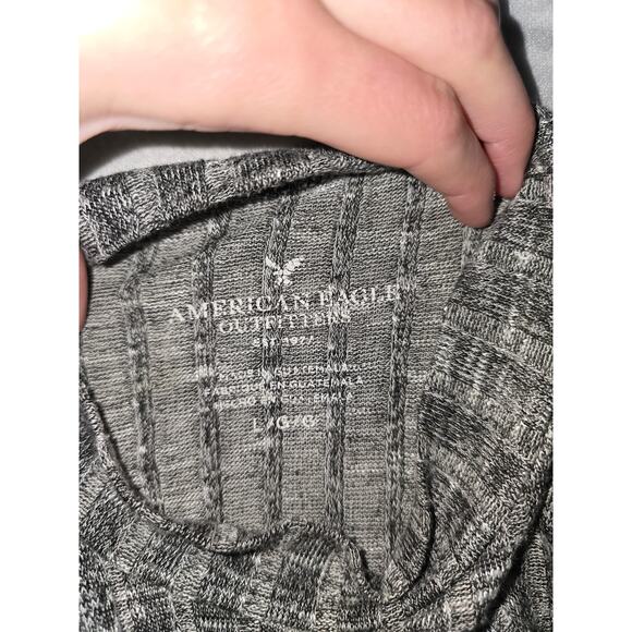American Eagle Shoulderless Long Sleeve Gray Heathered Shirt Women's Size L - Picture 3 of 6